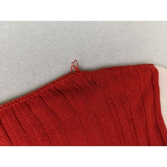 VINTAGE WOMEN'S ORANGE AND WHITE STRIPED PULLOVER SWEATER - GARLAND - SIZE M - Picture 14 of 14